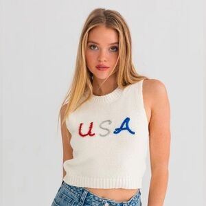 Le Lis USA Tinsel Tank Sweater - Sparkling Patriotic Style